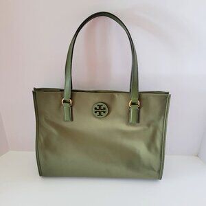 Tory Burch 160633 Ella Small Nylon Tote Handbag Palm Leaf Green